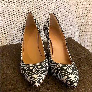 Patterned black and white J. Crew heels